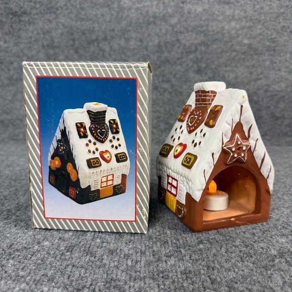 Other - Vintage Gingerbread House Candle Holder Ceramic German Christmas Decor